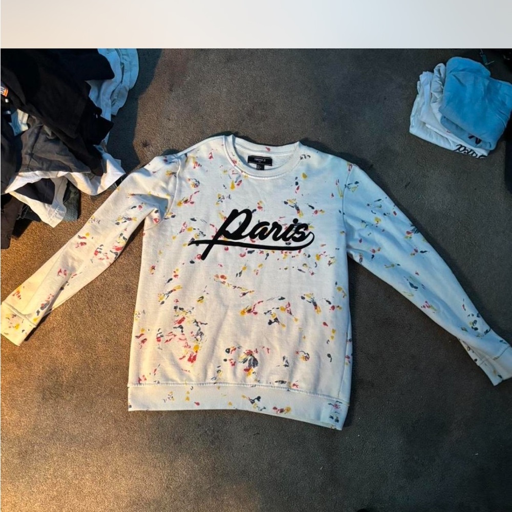 Forever 21 Cream Paris Graphic Sweatshirt with Colorful Accents